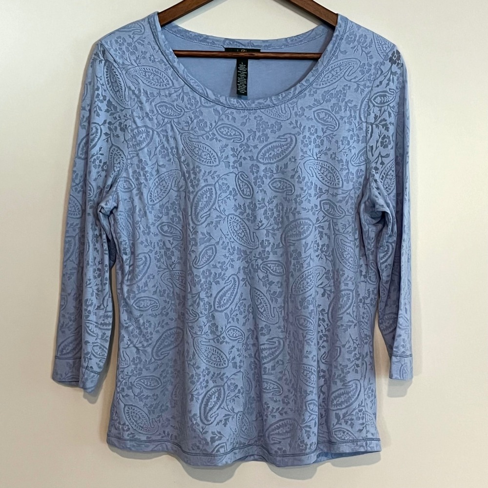 Lauren Ralph Lauren Jeans Co Blue Paisley Floral Burnout Scoop Neck Top Large